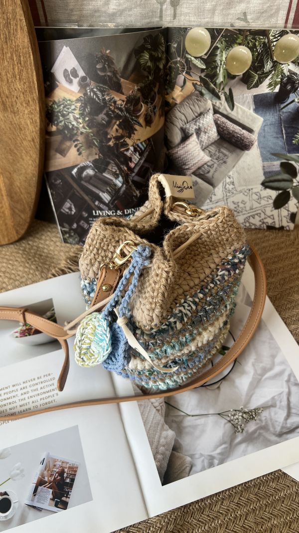 現貨 海浪束口水桶包 藍色 