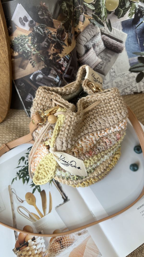 現貨 海浪束口水桶包 黃色 