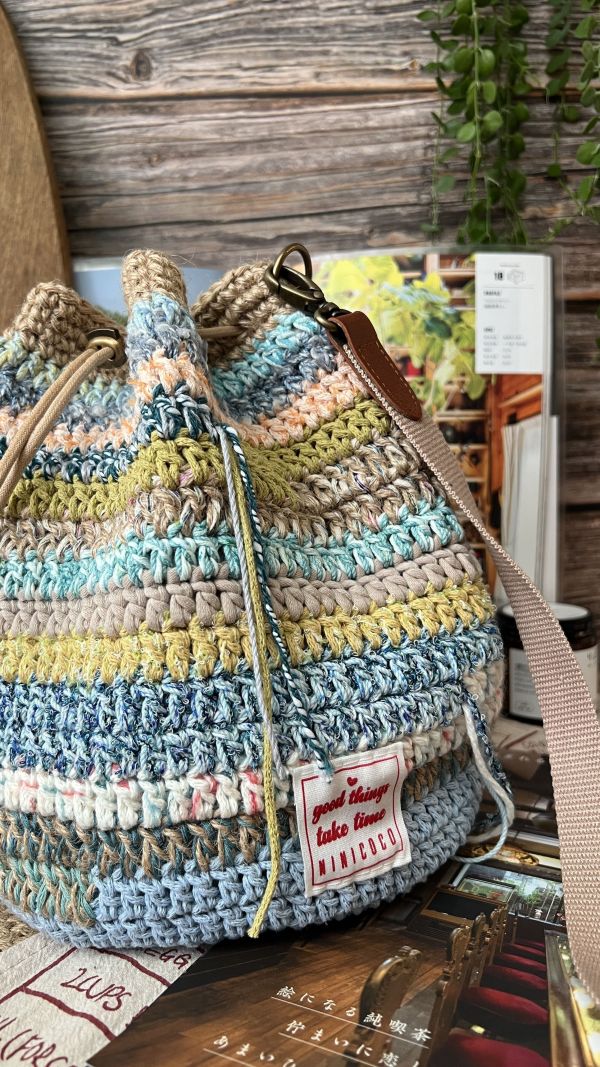 現貨 慵懶感流浪束口包 藍綠色系 