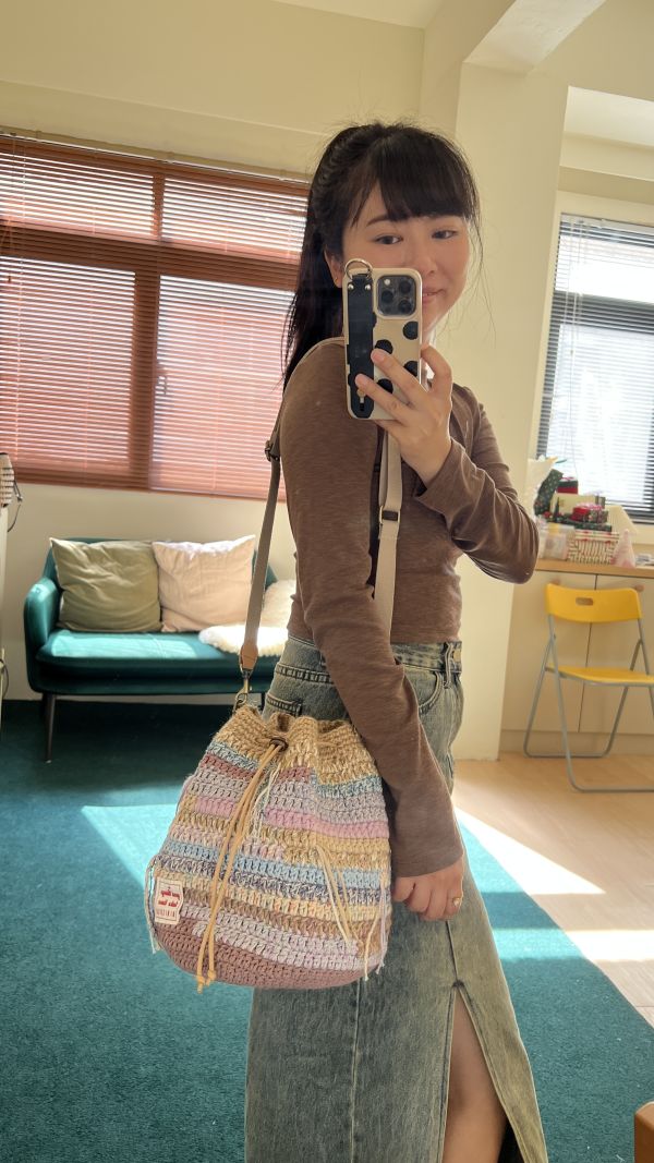 現貨 慵懶感流浪束口包 灰紫藍系 