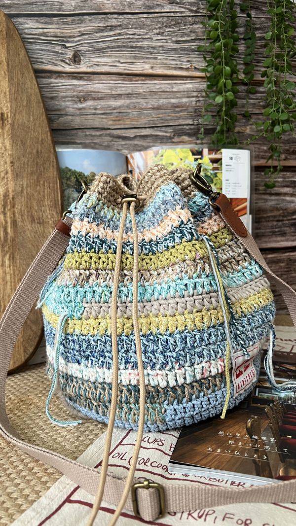 現貨 慵懶感流浪束口包 藍綠色系 