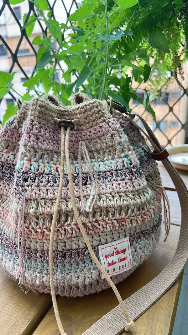 現貨 慵懶感流浪束口包 粉色系 