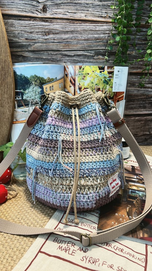 現貨 慵懶感流浪束口包 灰紫藍系 