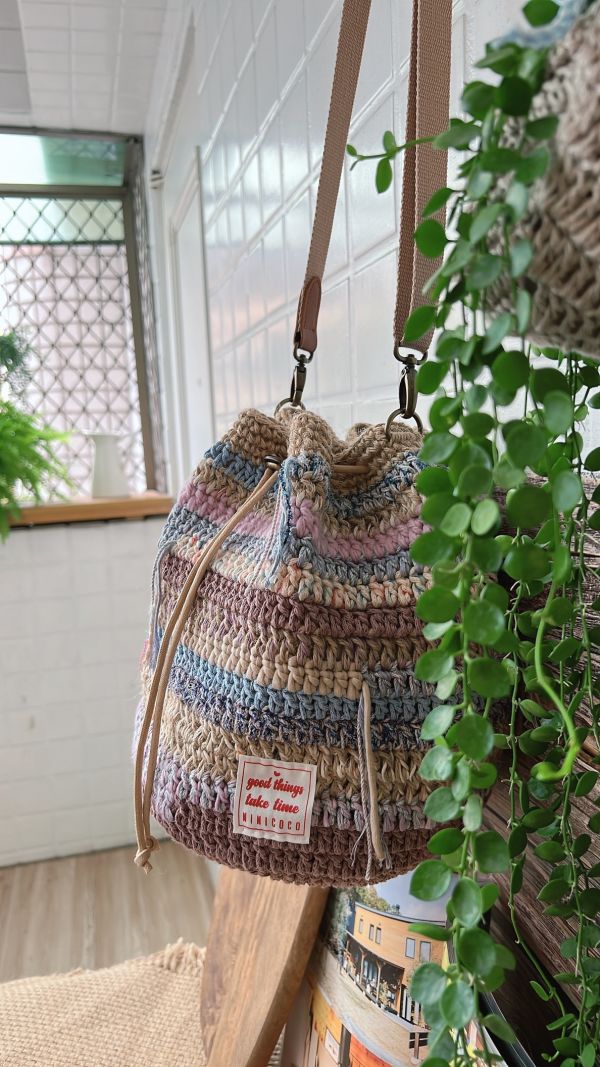 現貨 慵懶感流浪束口包 灰紫藍系 