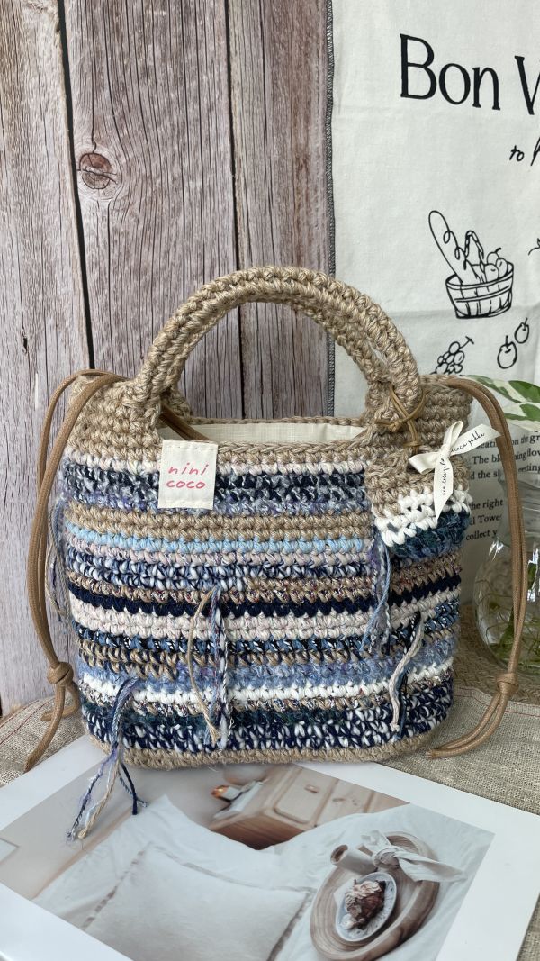 現貨 加大手提流浪包 藍灰色系 