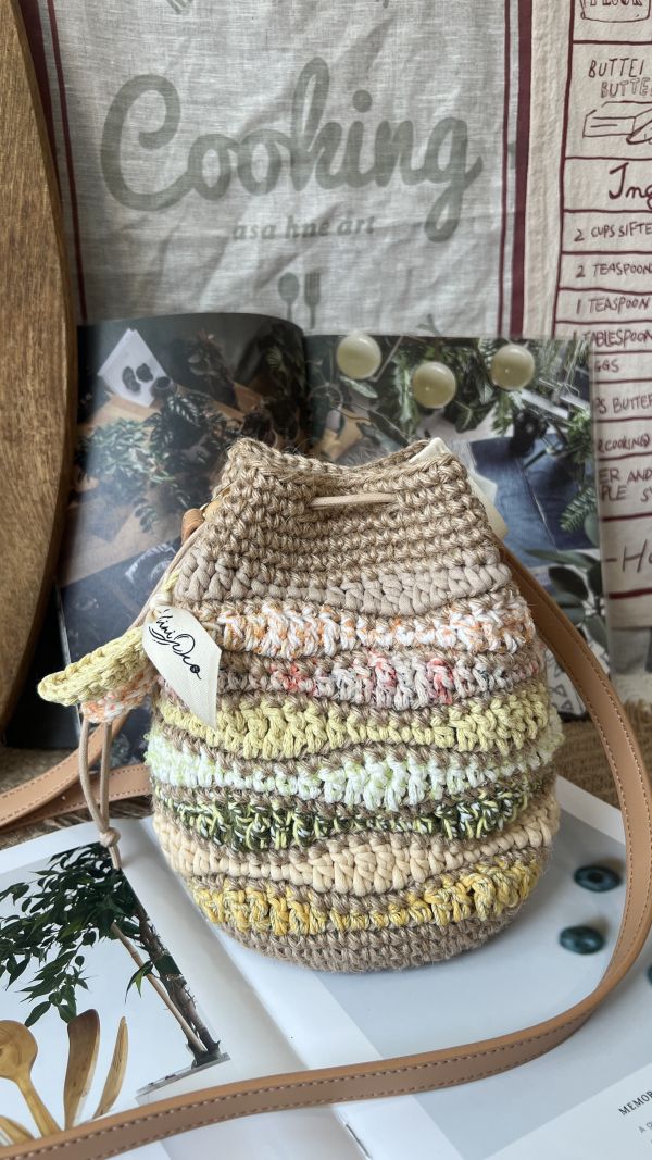 現貨 海浪束口水桶包 黃色 