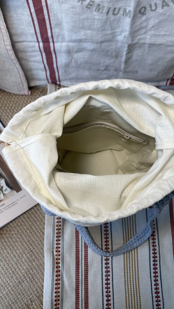 現貨 棉格子肩背包 灰 