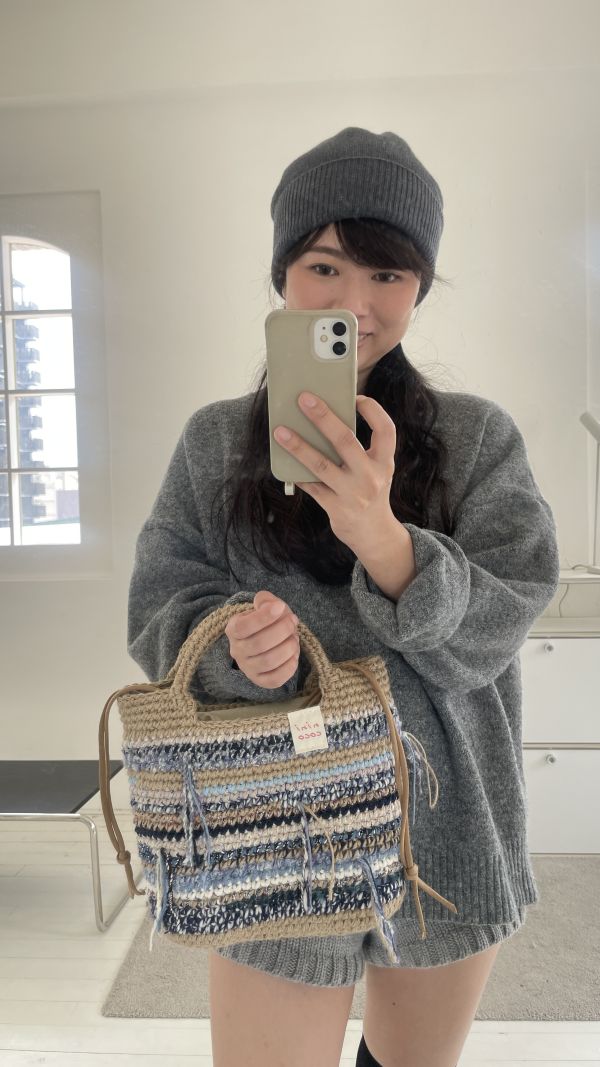 現貨 加大手提流浪包 藍灰色系 