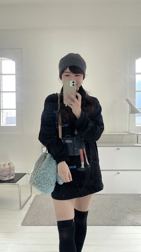 現貨 1+12冬版毛毛束口水桶包 湖水綠 