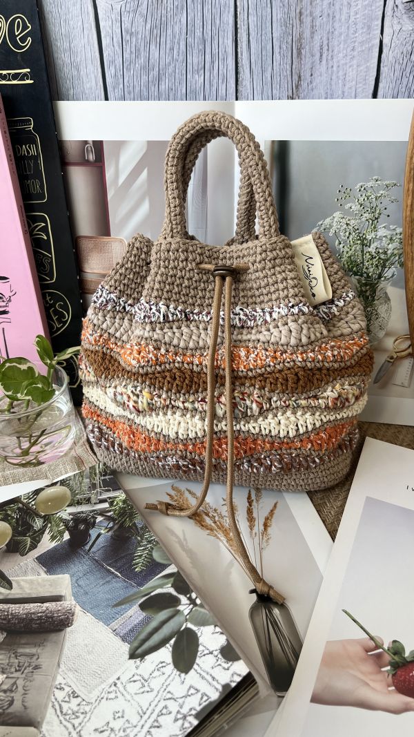 現貨 鉤織款流浪小手提 海浪橘 