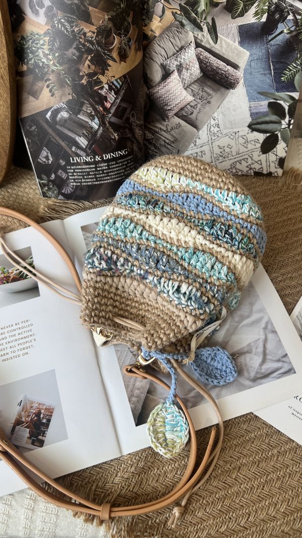 現貨 海浪束口水桶包 藍色 