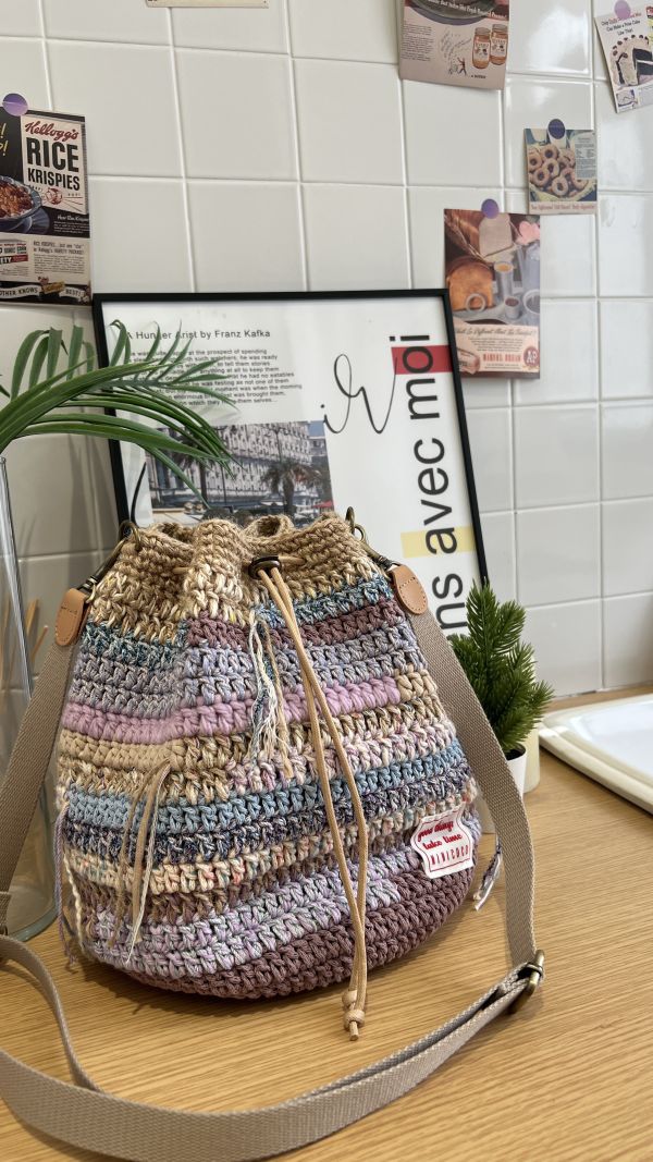 現貨 慵懶感流浪束口包 灰紫藍系 