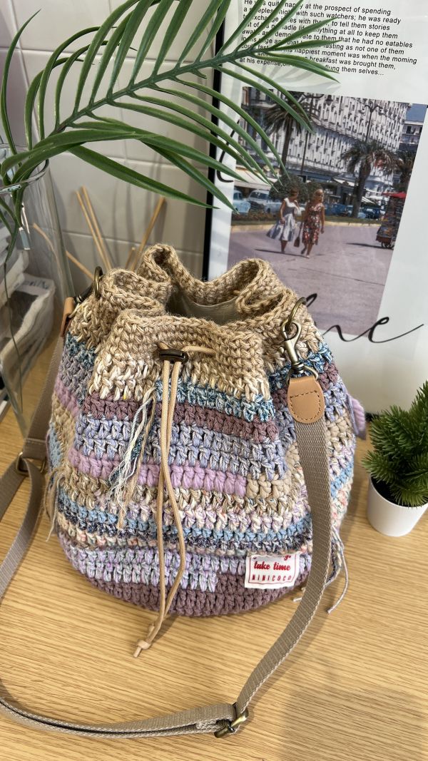 現貨 慵懶感流浪束口包 灰紫藍系 