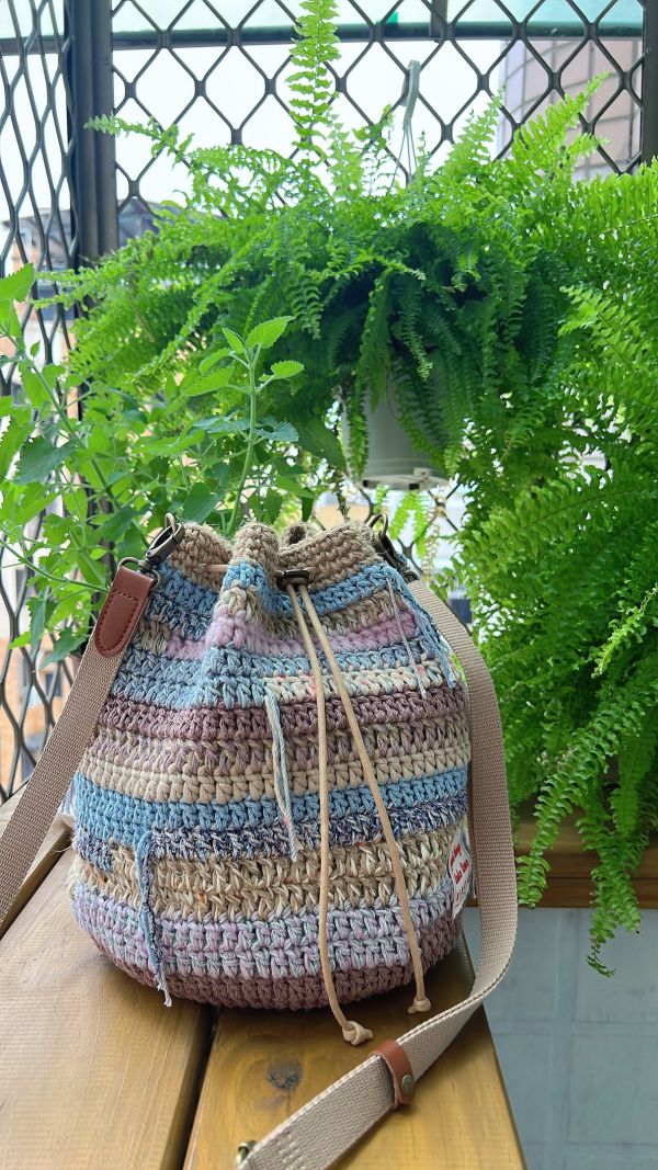 現貨 慵懶感流浪束口包 灰紫藍系 