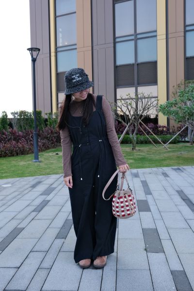 現貨 拐杖糖兩用束口包 紅白 