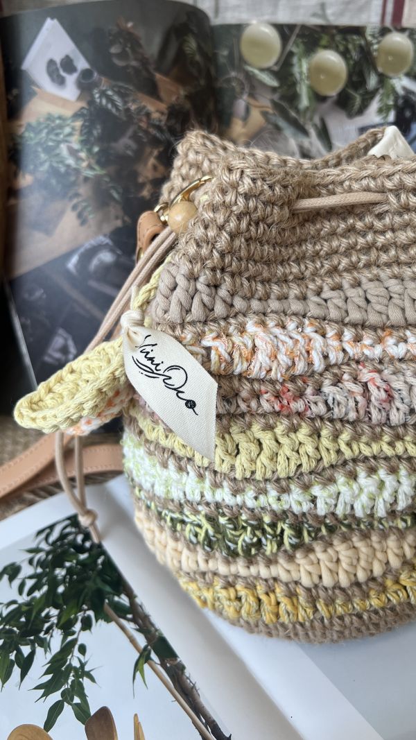 現貨 海浪束口水桶包 黃色 