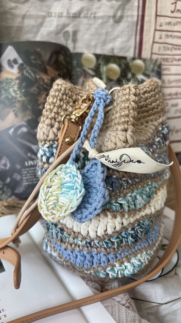 現貨 海浪束口水桶包 藍色 