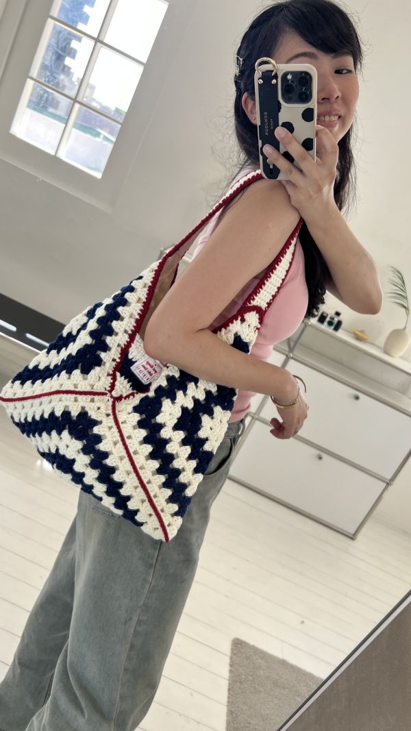 現貨 勇敢嘗試的櫻桃紅 經典祖母格拼接包 