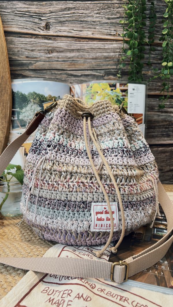 現貨 慵懶感流浪束口包 粉色系 