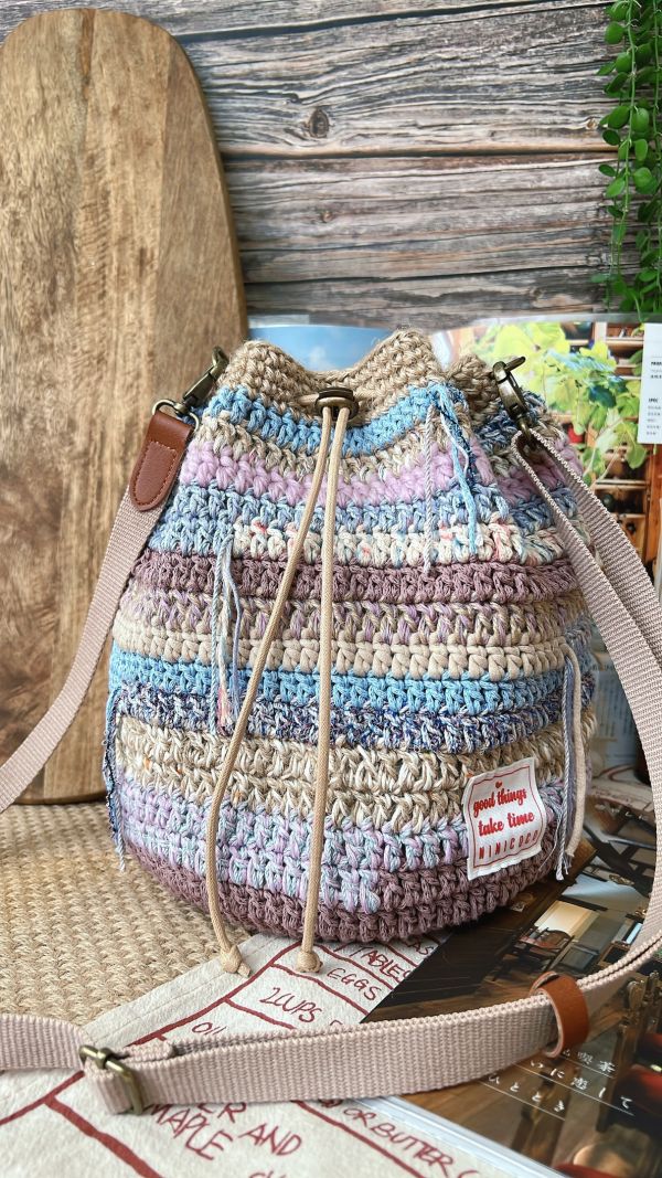 現貨 慵懶感流浪束口包 灰紫藍系 