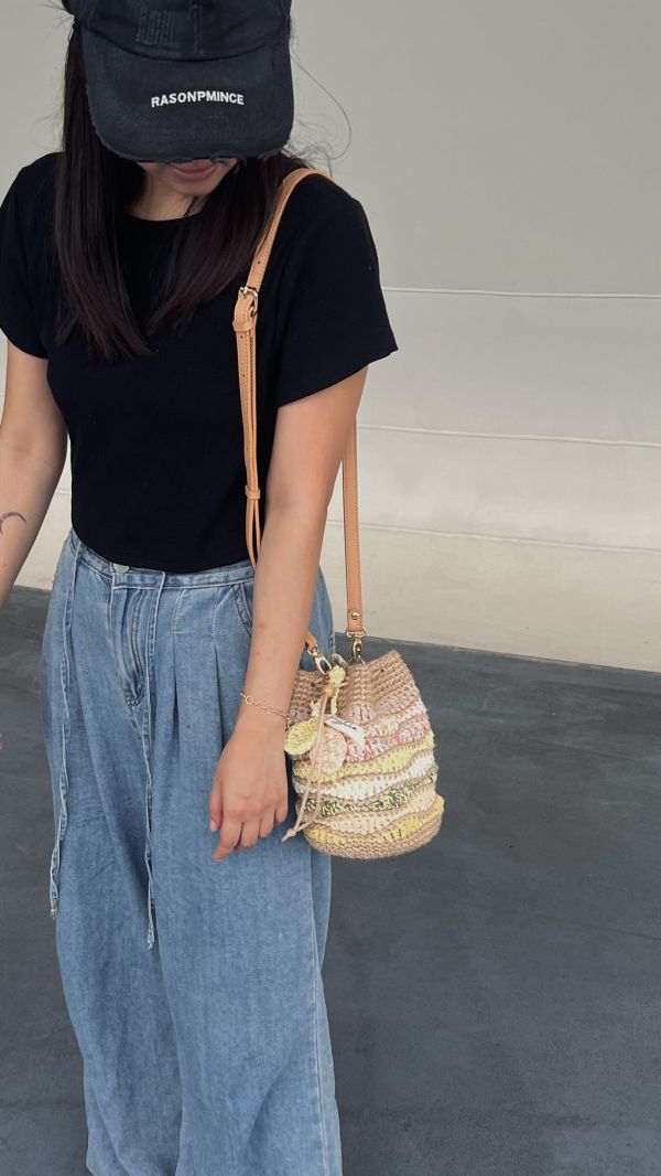 現貨 海浪束口水桶包 黃色 