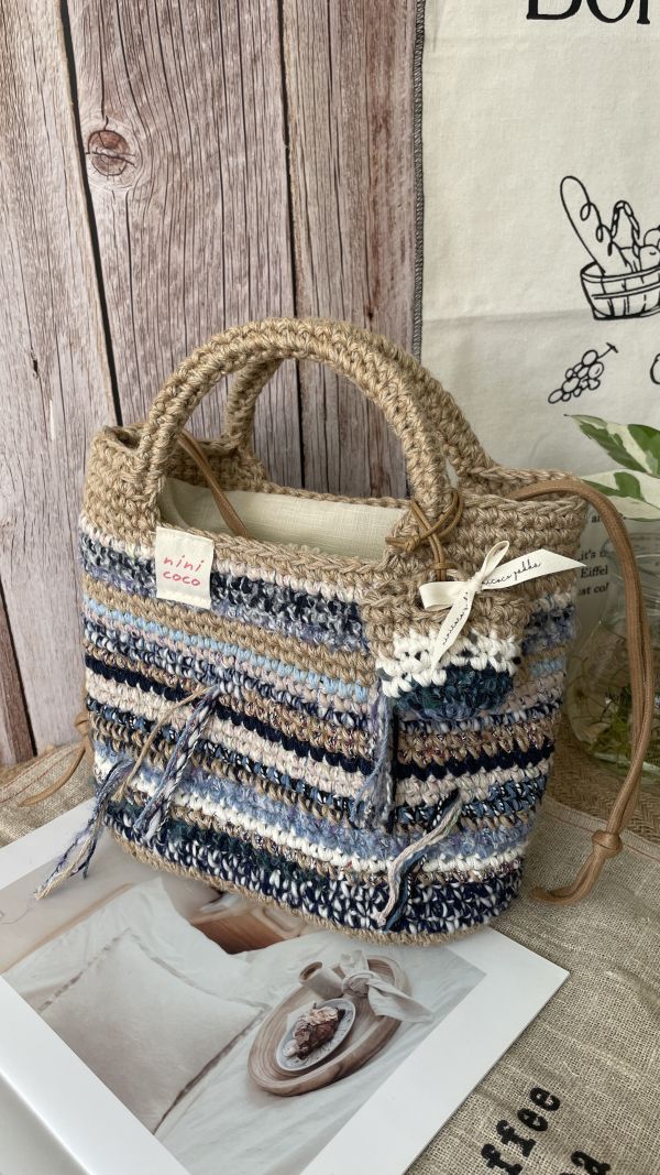 現貨 加大手提流浪包 藍灰色系 