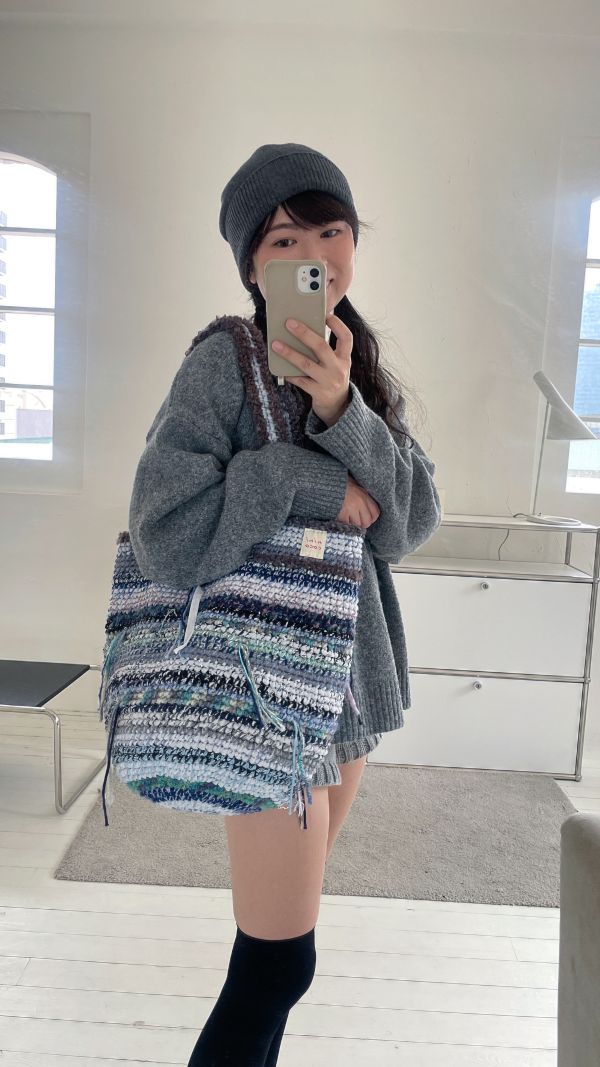 現貨 大泡泡流浪包 藍灰色系 