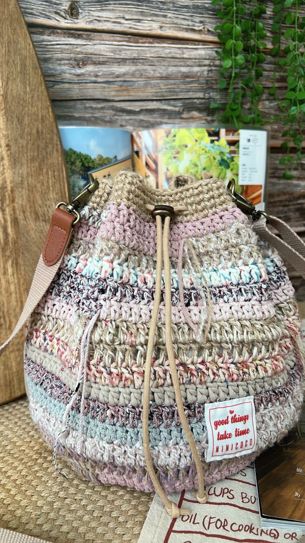 現貨 慵懶感流浪束口包 粉色系 