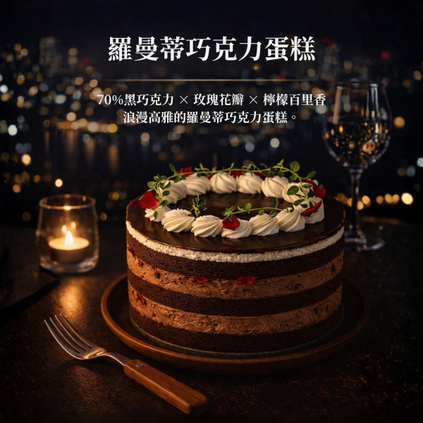 羅曼蒂巧克力蛋糕【已含宅配運費】 羅曼蒂巧克力蛋糕、70%黑巧克力蛋糕、玫瑰花蛋糕、百里香蛋糕、巧克力鮮奶油蛋糕、生日蛋糕推薦、手工蛋糕代工、下午茶甜點