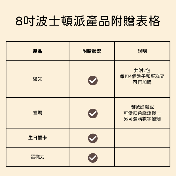 8吋原味波士頓派 原味波士頓派, 彌月蛋糕, 減糖蛋糕, 慶生活動
