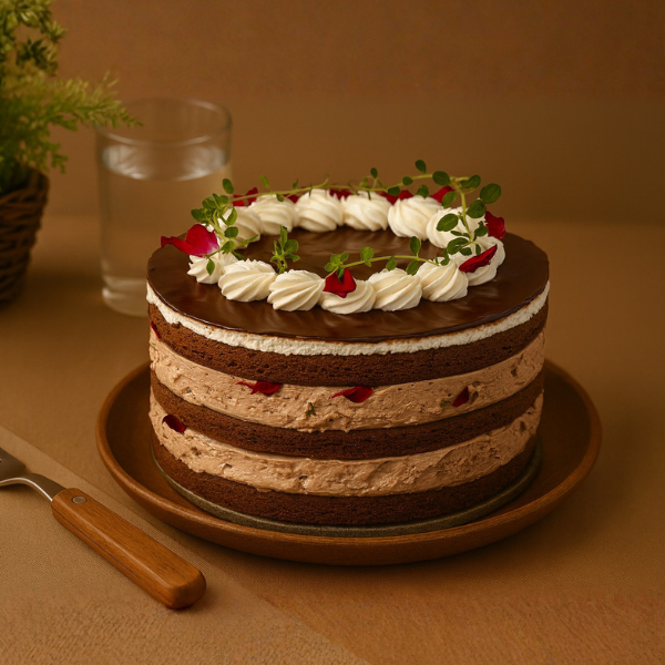 十吋羅曼蒂巧克力蛋糕【已含宅配運費】 羅曼蒂巧克力蛋糕、70%黑巧克力蛋糕、玫瑰花蛋糕、百里香蛋糕、巧克力鮮奶油蛋糕、生日蛋糕推薦、手工蛋糕代工、下午茶甜點