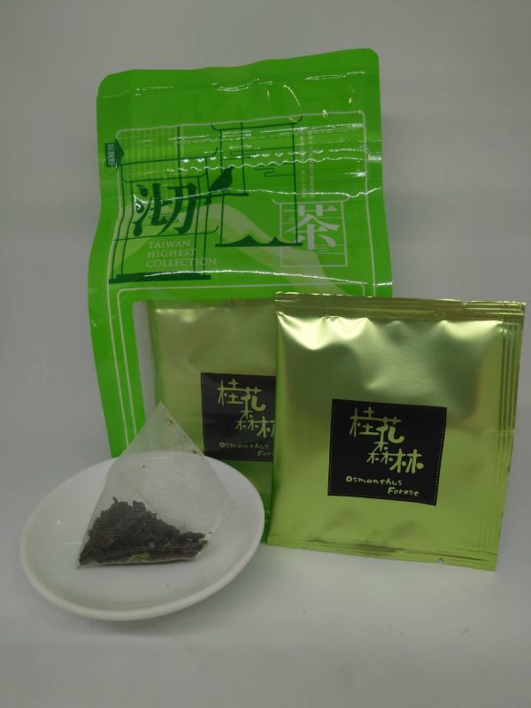 芳香萬壽菊紅茶茶包(綠色袋) 芳香萬壽菊紅茶茶包、紅茶、茶包、茶、茶葉、芳香萬壽菊、萬壽菊、菊花、葉子、茶香、花香、香氣、三角立體茶包、桂花森林、三角、立體