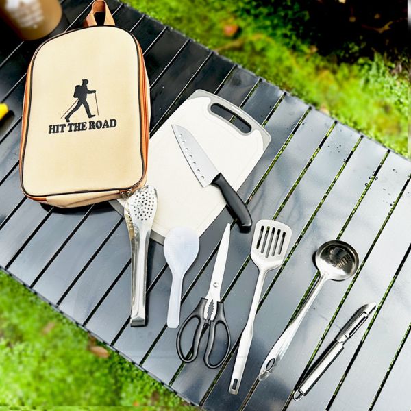 E.C outdoor 戶外露營炊具刀具九件套組 炊具 ,刀具 ,野炊 ,廚房組