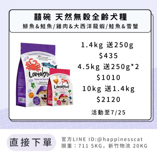 預購｜囍碗 天然無穀全齡犬糧 1.4kg 4.5kg 10kg 