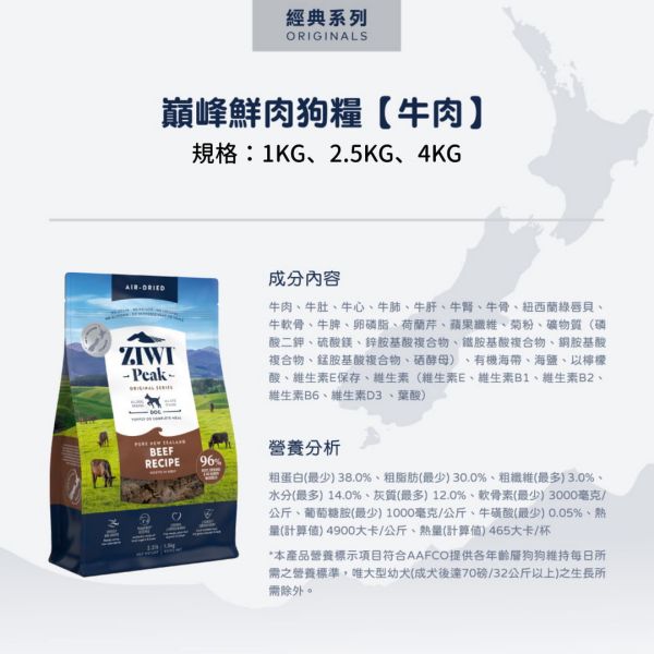 私訊LINE領促銷價｜經典肉乾~巔峰 Ziwi Peak 鮮肉狗糧 100g 1kg 2.5kg 4kg 