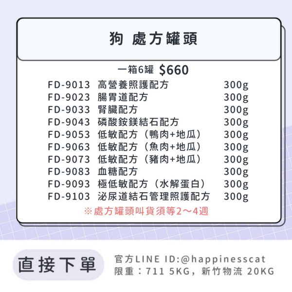 法米納處方罐-犬用系列 300g*6罐 