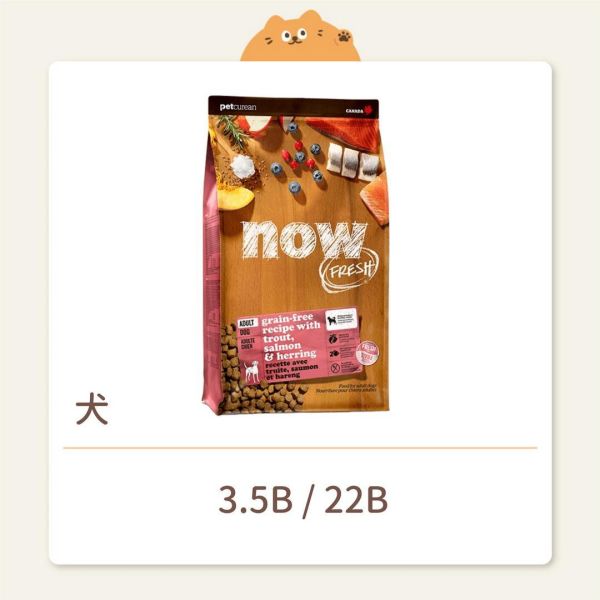 【NOW】狗狗 無穀天然糧 中型成犬 無穀鮮魚 