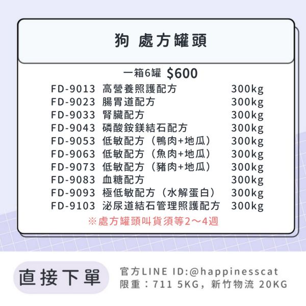 法米納處方罐-犬用系列 300g*6罐 