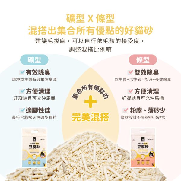 私訊LINE領促銷價｜汪喵星球 益生菌消臭豆腐砂 條型/米粒型 7L*6包 
