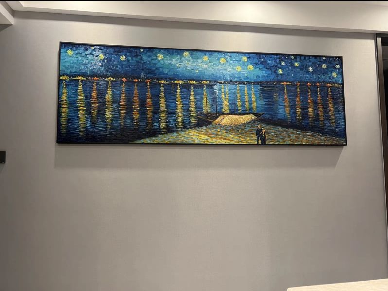 手繪油畫名畫梵谷「隆河上的星夜」裝飾畫藝術掛畫送禮自用買畫首選 掛畫, 油畫, 開運招財, 客廳掛畫, 招財, 開運, 風水畫, 山水畫, 隆河上的星夜, 梵谷, 名畫, 裝飾畫, 金箔畫, 開運畫, 世界名畫