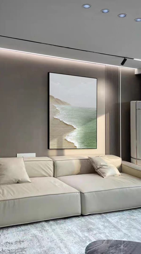 手繪油畫春日海岸裝飾畫設計師推薦奶油宅藝術掛畫 手繪油畫春日海岸裝飾畫設計師推薦奶油宅藝術掛畫