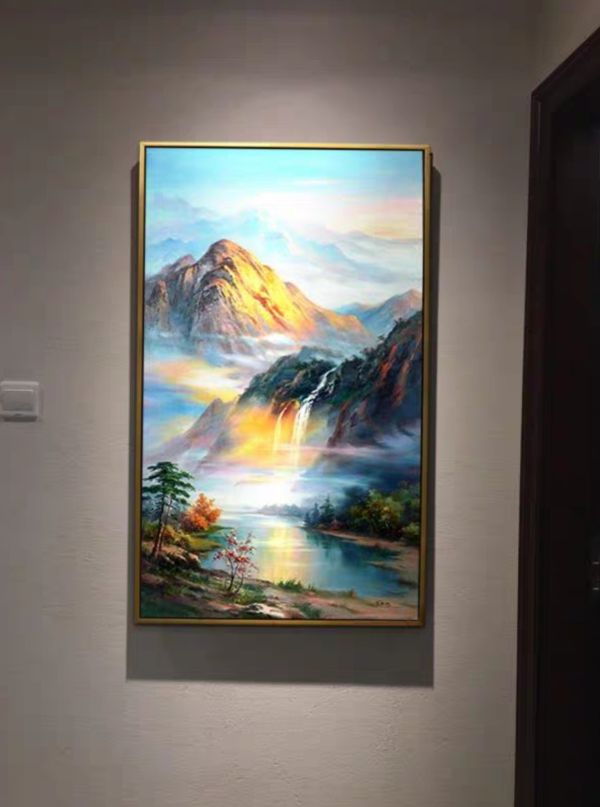 手繪油畫歐式風景聚寶盆客廳玄關裝飾畫送禮自用 手繪油畫歐式風景聚寶盆客廳玄關裝飾畫送禮自用