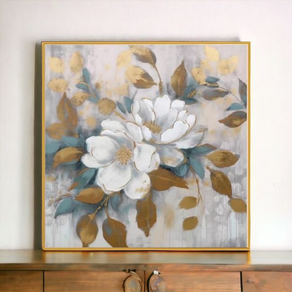 手繪油畫優雅金箔花卉裝飾畫藝術掛畫客廳玄關設計師推薦 手繪油畫優雅金箔花卉裝飾畫藝術掛畫客廳玄關設計師推薦