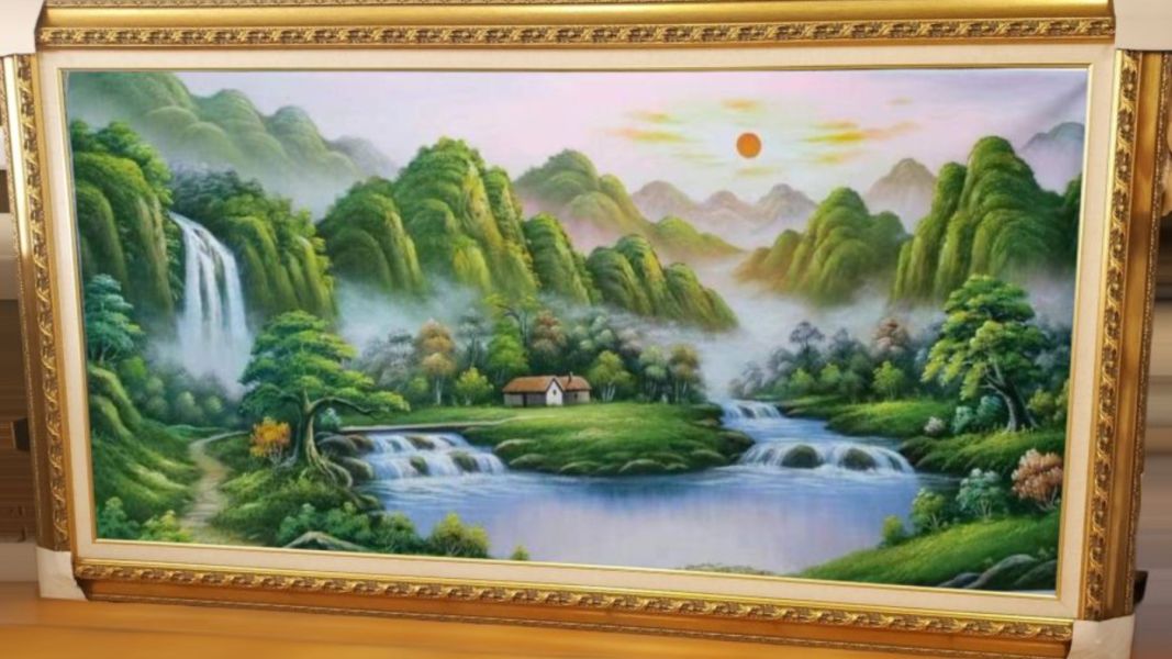 手繪油畫旭日東昇聚寶盆沙發牆辦公室裝飾畫風水畫財位必備掛畫四十年老店經營買得到品質才有價值 手繪油畫旭日東昇聚寶盆沙發牆辦公室裝飾畫風水畫