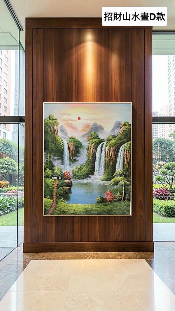 精選四款手繪直式油畫招財山水畫風水掛畫推薦指定財位掛畫 山水畫,手繪油畫,山水油畫,瀑布畫,招財風水畫,風水畫,客廳掛畫,辦公室掛畫,聚財畫,靠山畫