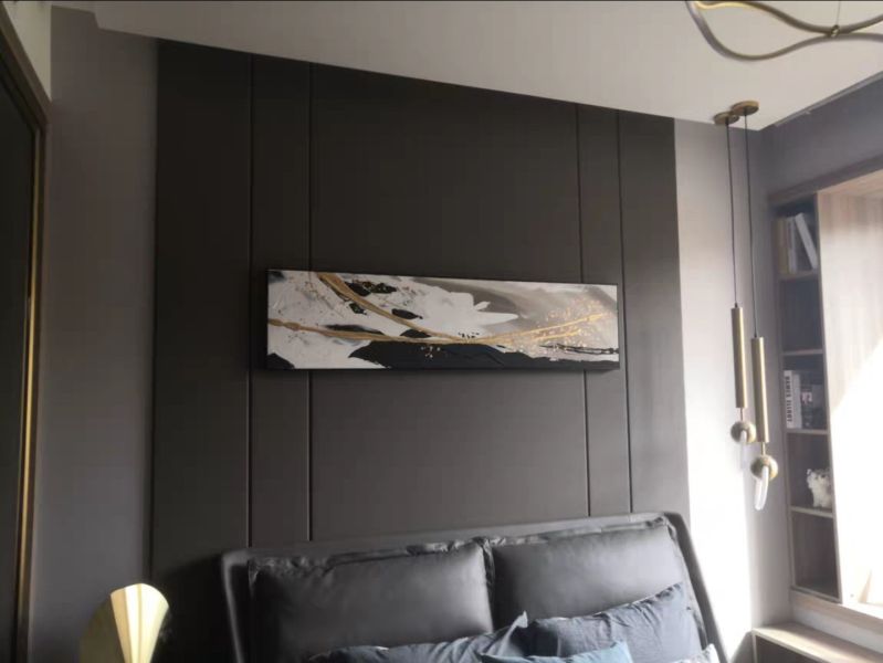 手繪油畫現代抽象金箔線條潑墨裝飾畫掛畫無框畫 手繪油畫現代抽象金箔線條潑墨裝飾畫掛畫無框畫