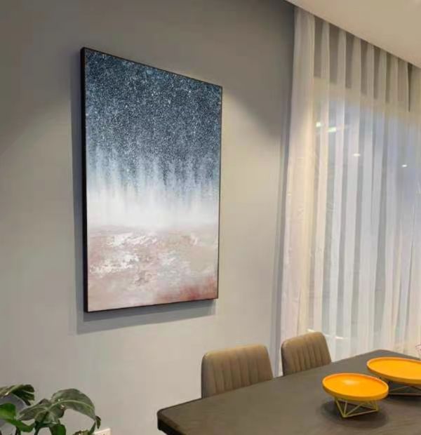 手繪油畫深藍星空熠熠設計現代裝潢必備裝飾畫掛畫 手繪油畫深藍星空熠熠設計現代裝潢必備裝飾畫