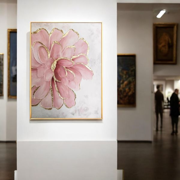 手繪油畫溫柔優雅花卉氣質款金箔裝飾畫玄關客廳掛畫 手繪油畫溫柔優雅花卉氣質款金箔裝飾畫玄關客廳掛畫