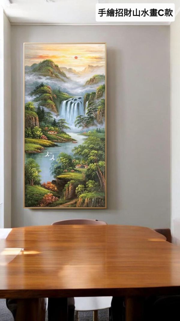 精選三款手繪油畫招財風水招財畫客廳辦公室必備財位掛畫命理師推薦買畫首選 開運招財掛畫, 風水畫 手繪, 開運畫,山水畫,買畫,桃園畫廊,新麗畫廊,風水畫