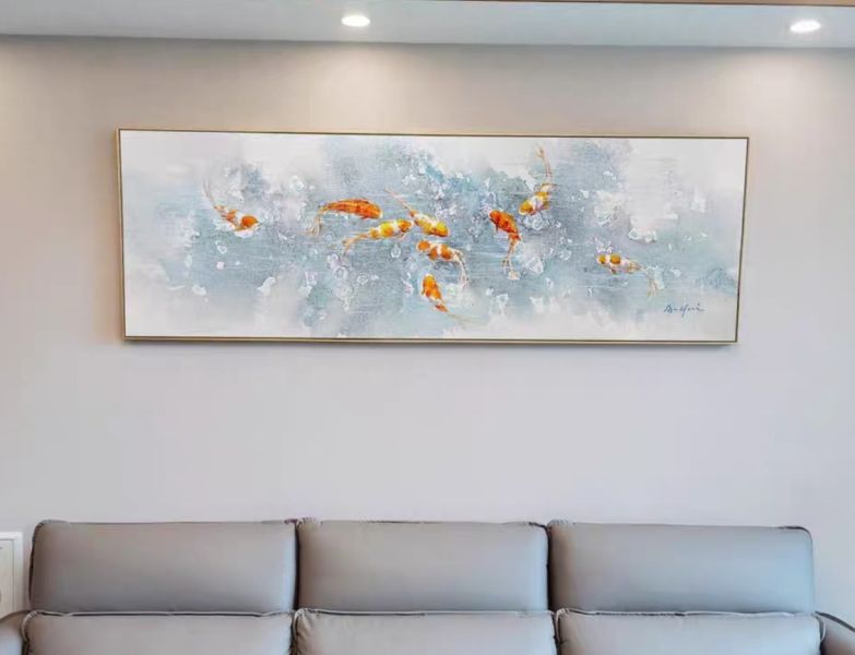 手繪油畫現代九如魚抽象風格裝飾畫藝術掛畫買畫首選 手繪油畫現代九如魚抽象風格裝飾畫藝術掛畫買畫首選